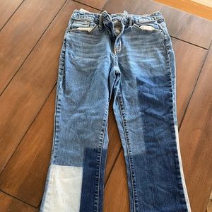 Universal thread high rise kick boot crop jeans.